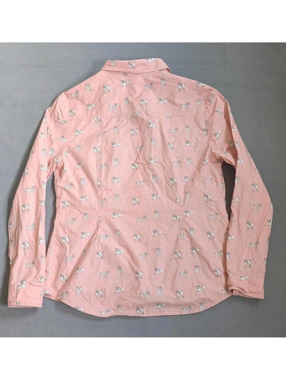Boden Shirt Womens 10 Pink Dog Print Classic Button Up Long Sleeve Novelty - Picture 10 of 10